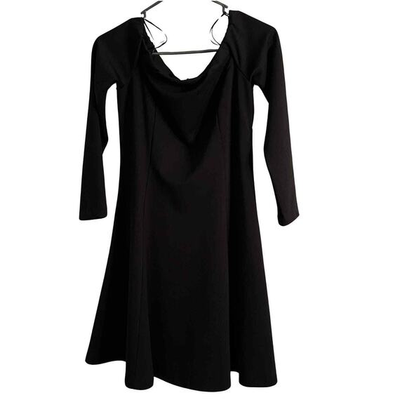 Romeo Juliet Couture Dress Junior Size M Black Long Sleeve Taffeta Pockets Belt - Picture 1 of 10